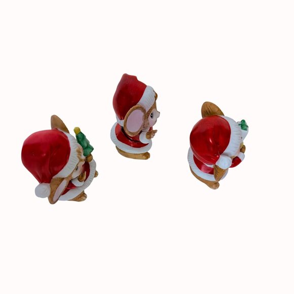 Homco Christmas Mouse Figurines Set Of 3 Anthropomorphic VTG Retro Holiday Decor - Picture 7 of 15